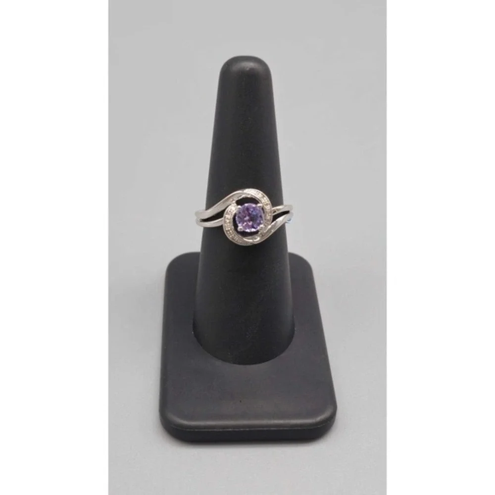 .925 SILVER DIAMOND & TANZANITE RING SIZE 7 4G (GNH022908)